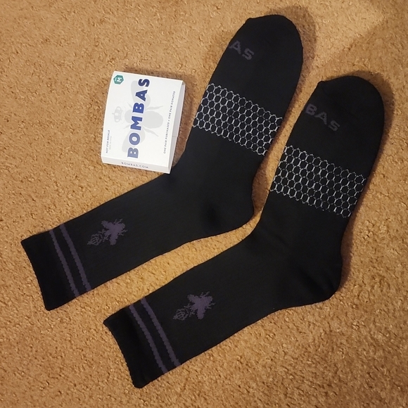 Bombas Accessories Bombas Socks Black Size Medium Crew Calf Mens